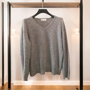 Olive Wool Blend Grey V-neck Sweater Size L